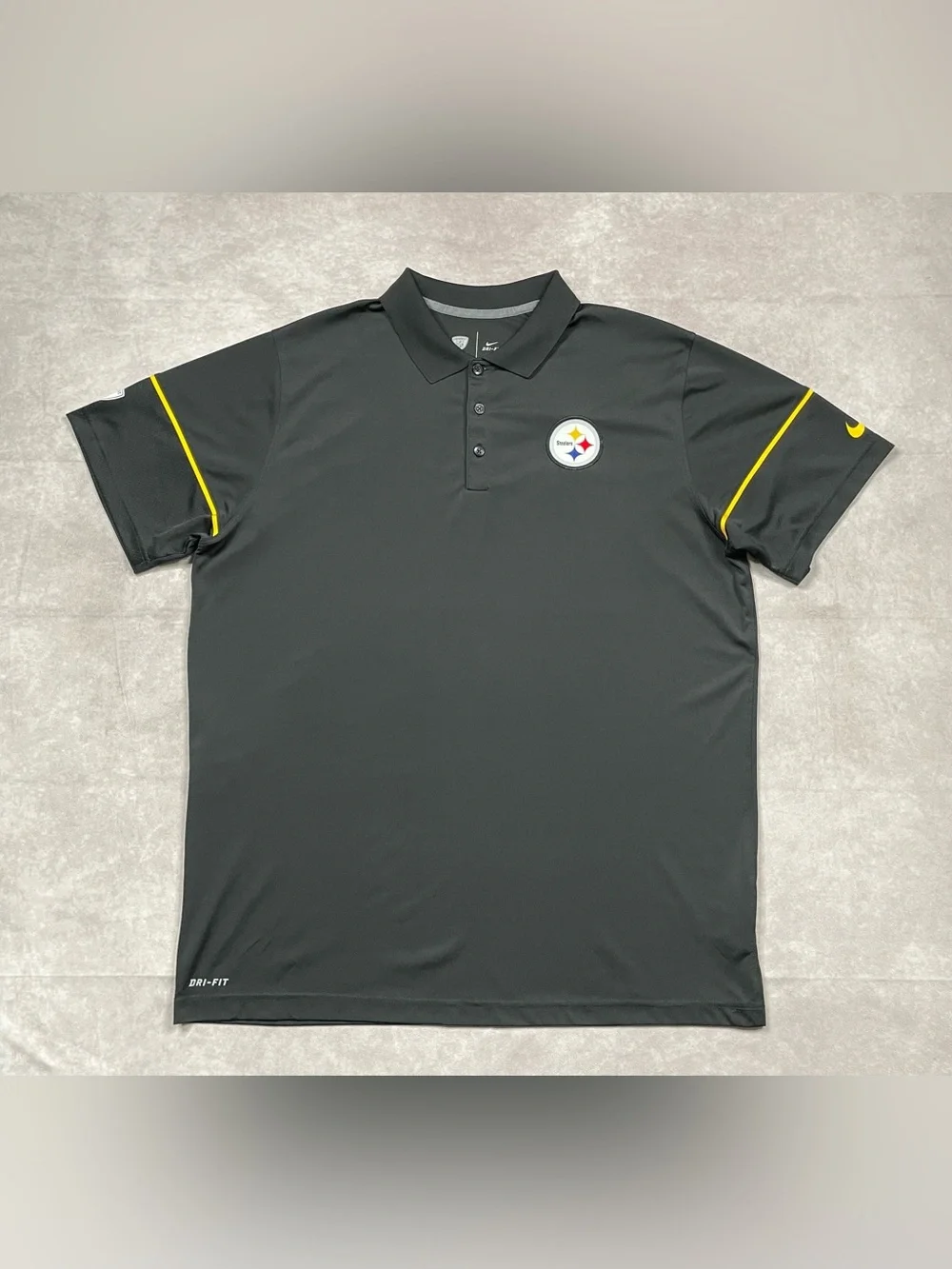 Pittsburgh Steelers Nike Polo Mens XL Black NFL Equipment Dri Fit On Field